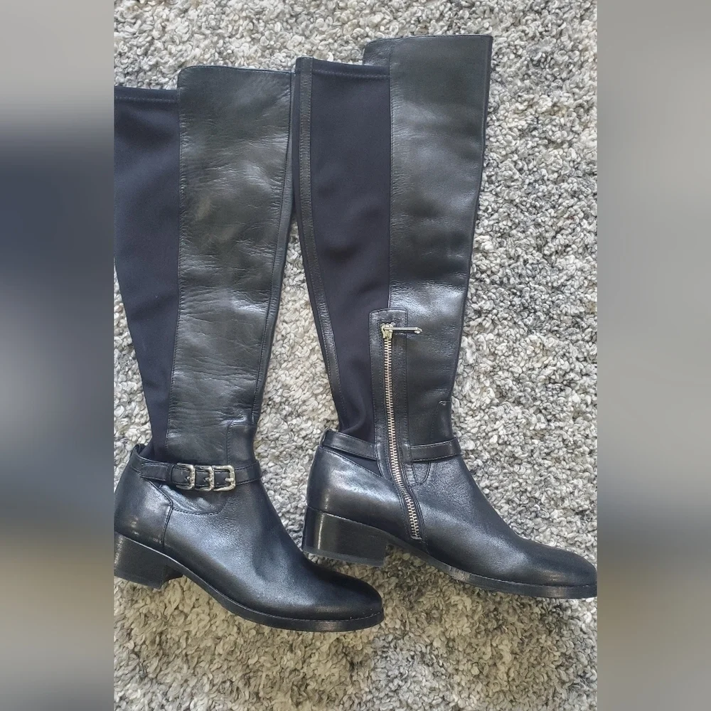 Donald J Pliner tall black leather boots sz 6.5‎